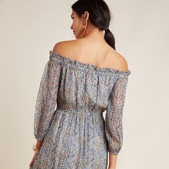 Anthropologie Kira Off-the-Shoulder Peasant Floral Dress: size 12P - Picture 5 of 11